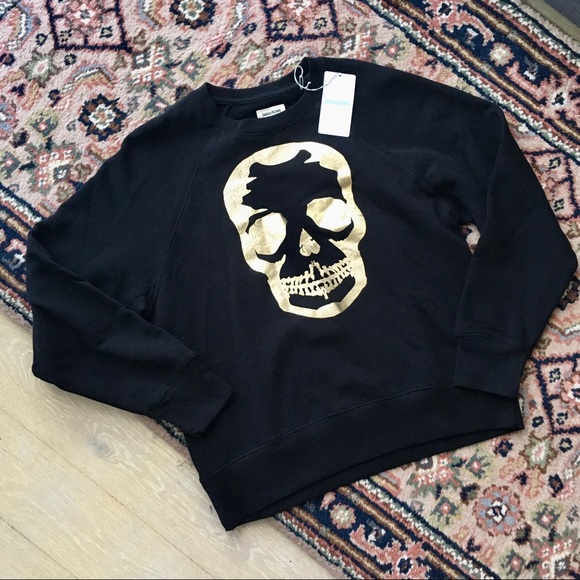 ZADIG & VOLTAIRE BNWT Gold Skull Sweatshirt Medium - Picture 5 of 10